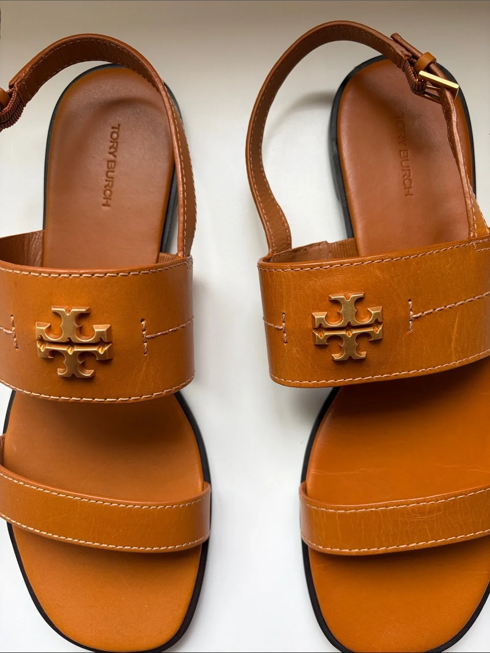 Tory Burch Tan Leather Flat Sandals Size 10.5/11